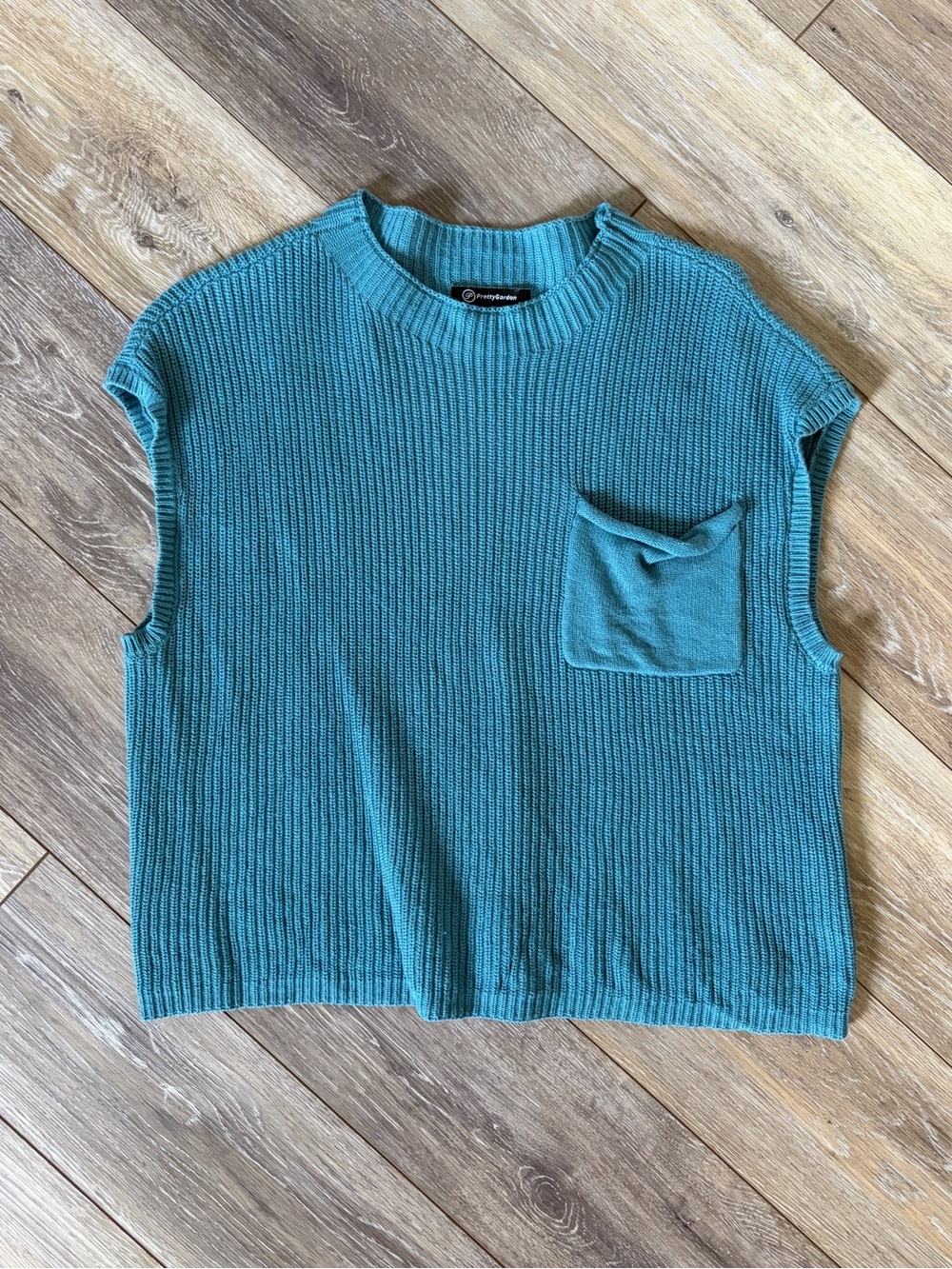 PrettyGarden Teal Knit Sleeveless Sweater Top - Picture 2 of 9